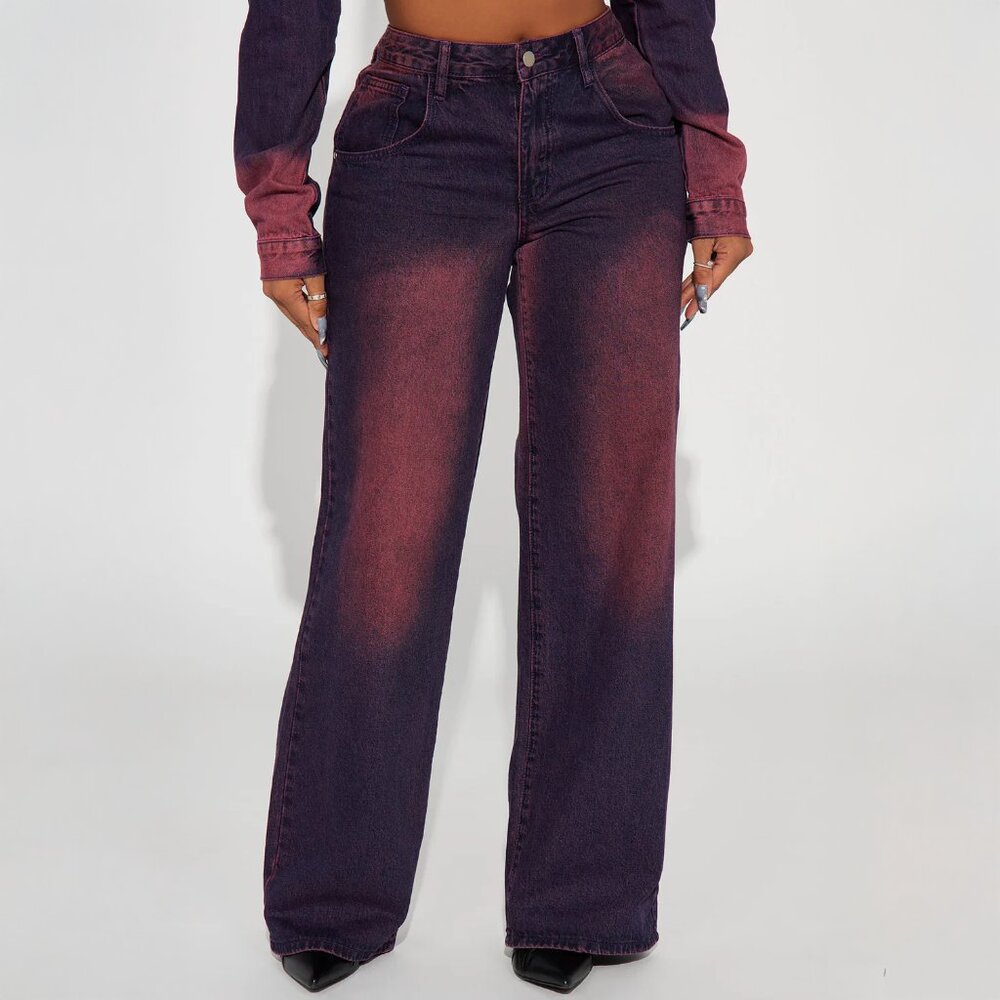 Plum Denim Wide Leg Jeans